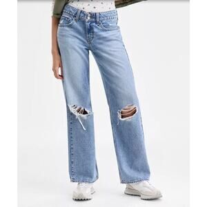 LEVI'S Womens Superlow Loose Jeans 27x32 US 4 Table Talk Distress A74980009 NWT